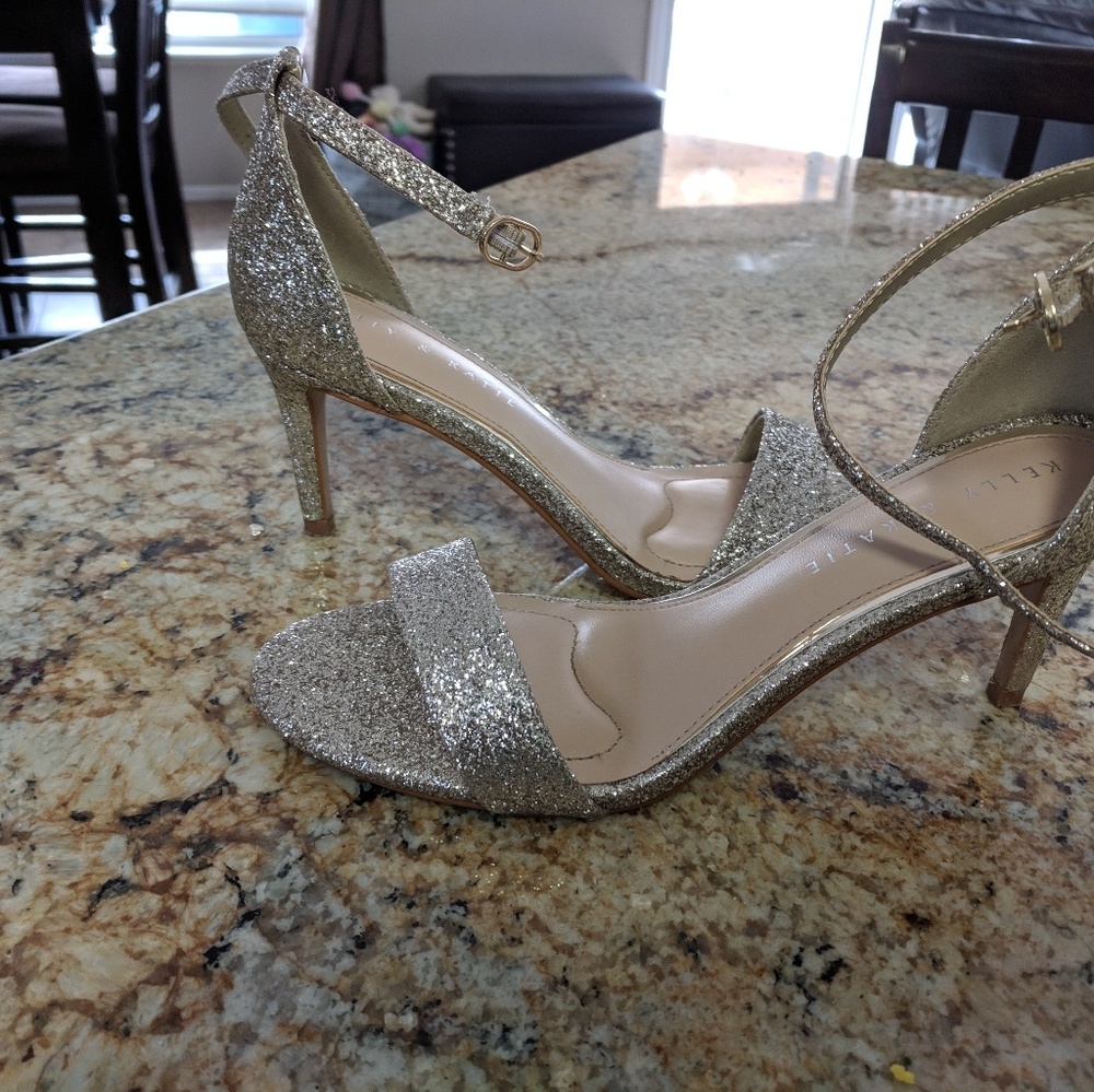 Gold sparkle strappy heels